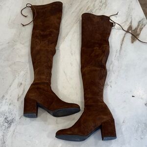 Stuart Weitzman Suede Over-the-Knee Boots chestnut color